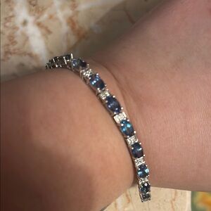 Blue and silver tennis bracelet